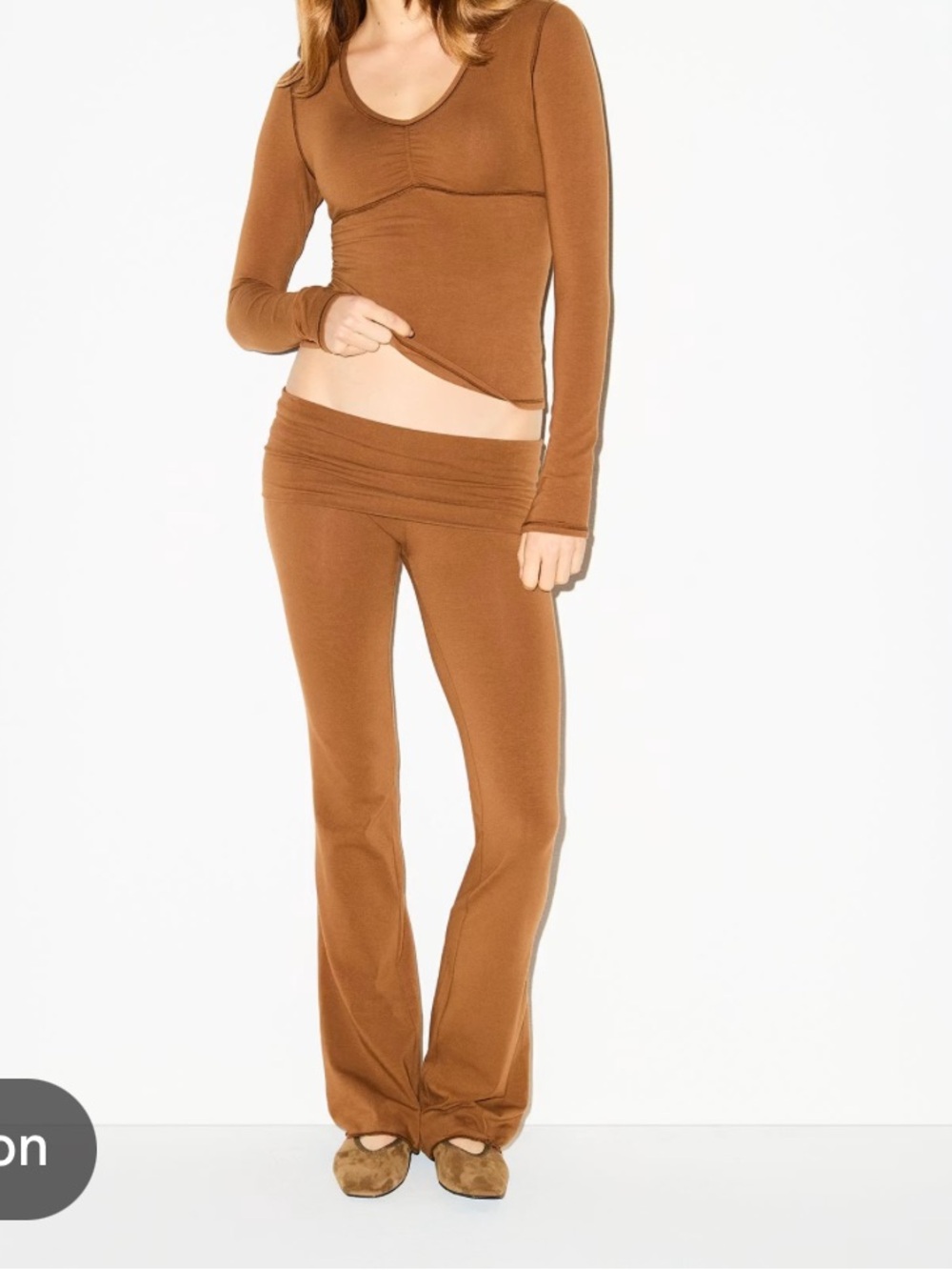 Skims Cotton Jersey Foldover Pant in Chai